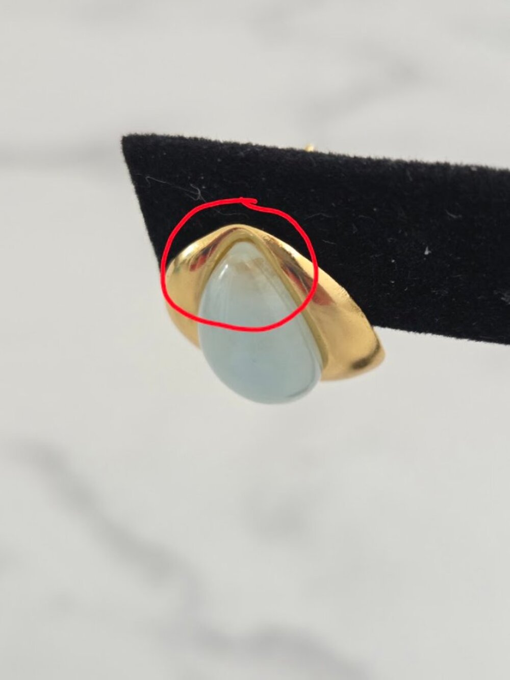 Light Blue Teardrop Stone Gold Stud Statement Earrings - Picture 11 of 12